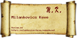 Milankovics Keve névjegykártya